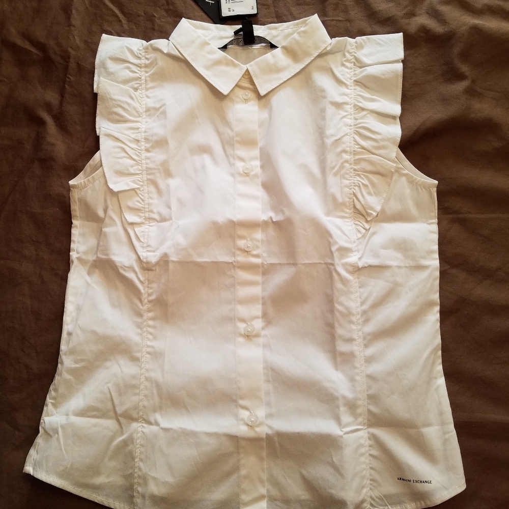 NWT Armani exchange Girls white blouse 12A